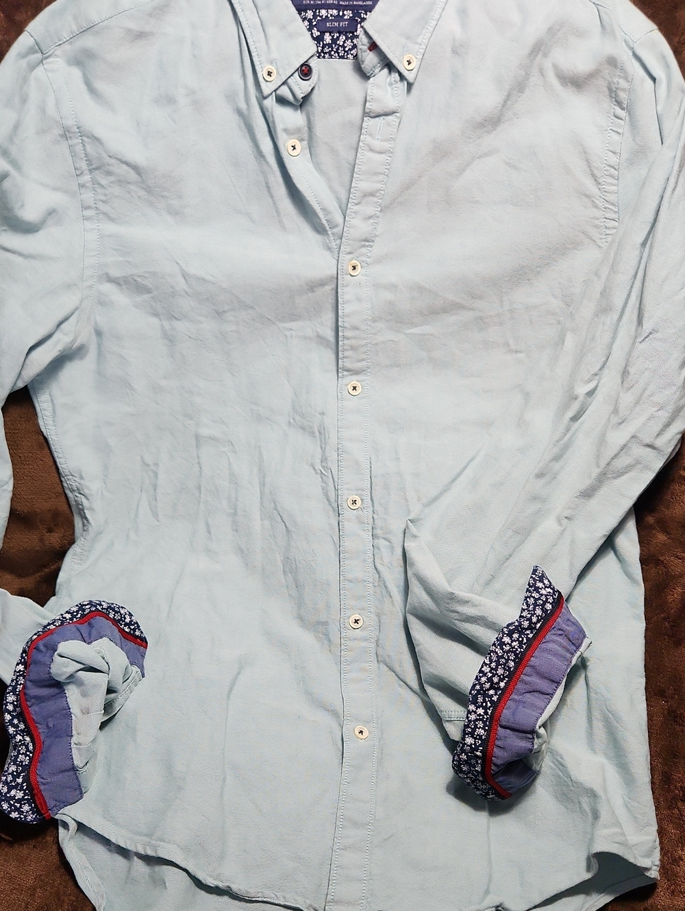 Light Teal Men’s Button-Down Shirt Zara Man Size Medium Slimfit